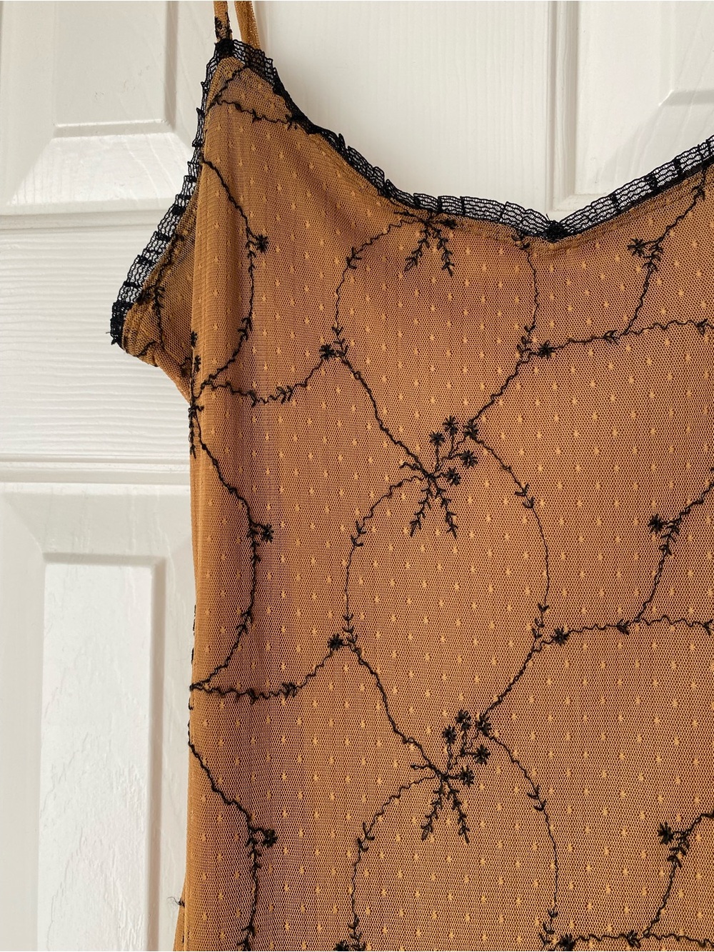 Vintage Betsey Johnson brown/black embroidered slip dress - Picture 2 of 12